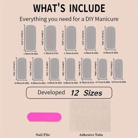 24pcs Spring Romance Press On Nails with Filigree Strip and Jelly Glue - Picture 4 of 5